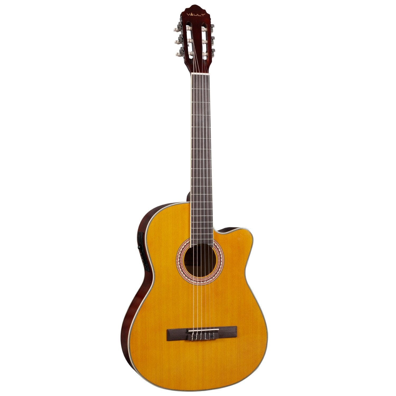 vault classical guitars vault ec3920cyw 39-inch premium cutaway classical guitar with eq-7545r eq/pickup - natural