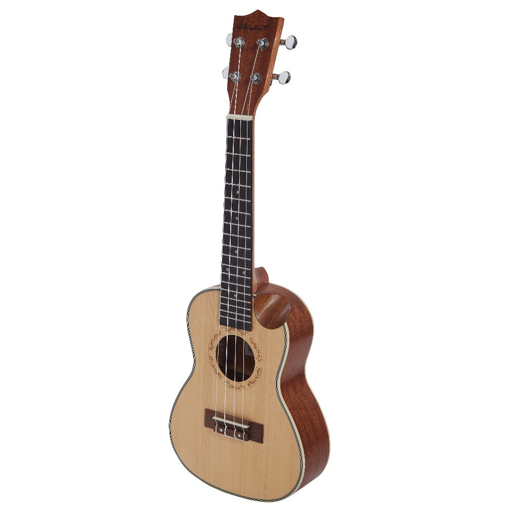 Vault Concert Ukuleles Vault UK-1000CC 23-Inch Solid Spruce Top Premium Semi Cutaway Concert Ukulele