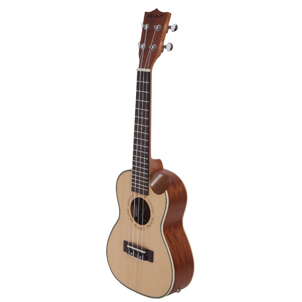 Vault Concert Ukuleles Vault UK-1000CC 23-Inch Solid Spruce Top Premium Semi Cutaway Concert Ukulele #type_electroacoustic