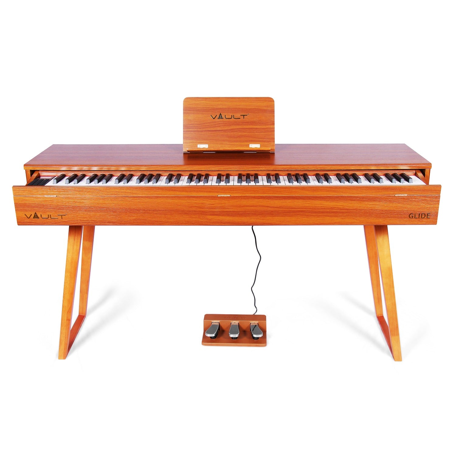 Vault Digital Pianos Brown Vault Glide 88 Key Premium Digital Piano with Stand and Pedal