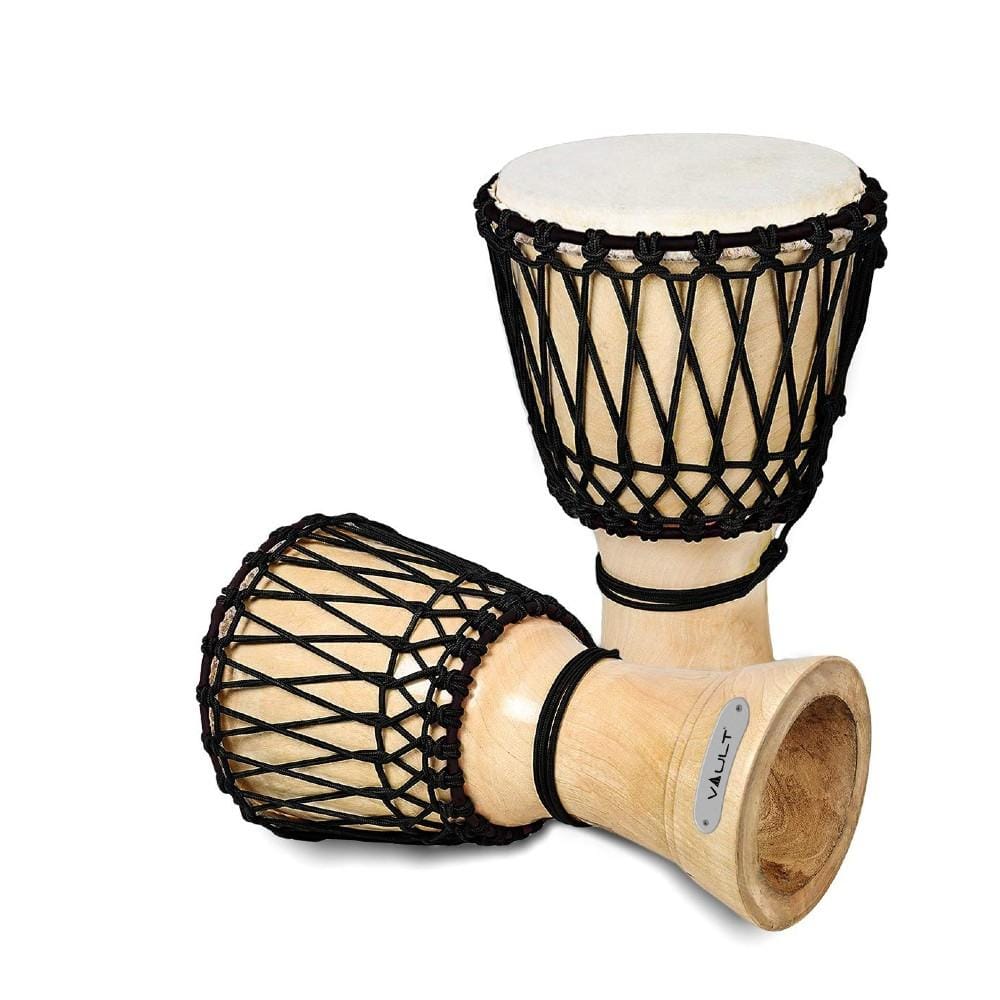vault djembes vault dj mango wood djembe with 3 year warranty #size_14-inch,color_natural