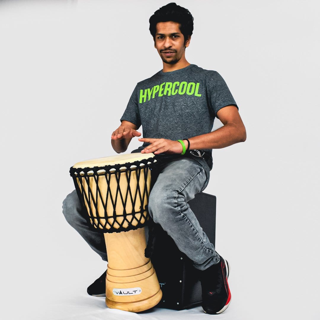 vault djembes vault dj mango wood djembe with 3 year warranty #size_14-inch,color_natural