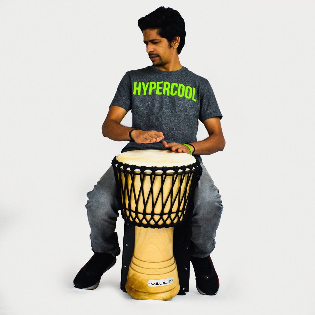 vault djembes vault dj mango wood djembe with 3 year warranty #size_14-inch,color_natural