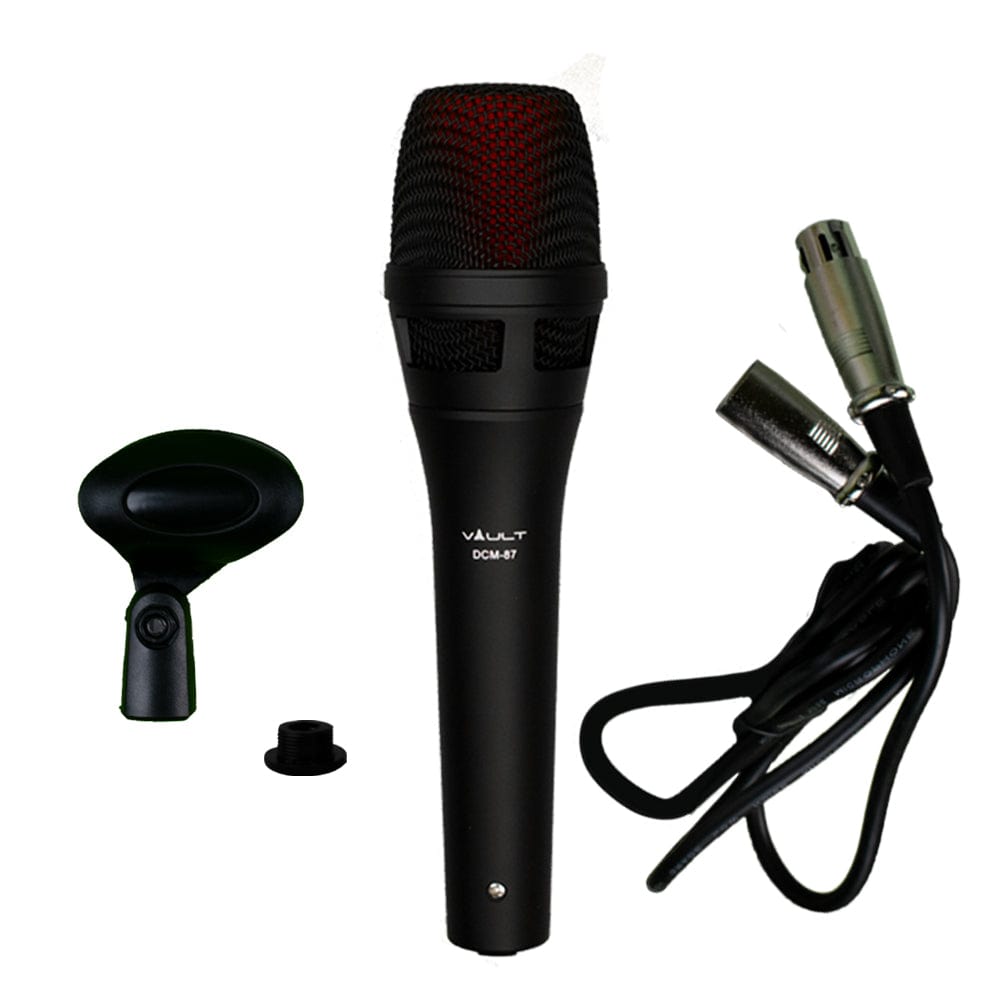 vault dynamic microphones vault dcm-87 dynamic cardioid microphone with mic clip and xlr cable