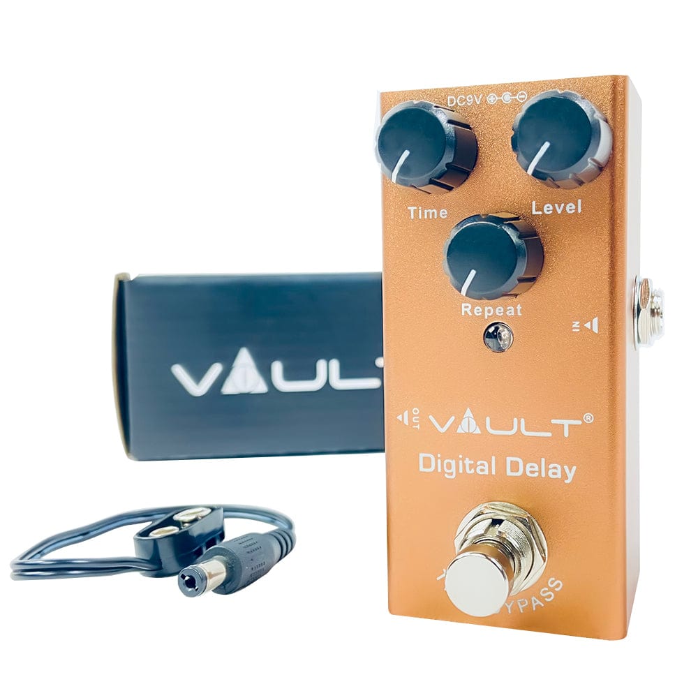 vault effect pedals vault digital delay effects pedal with all metal body, small footprint & 3 year warranty