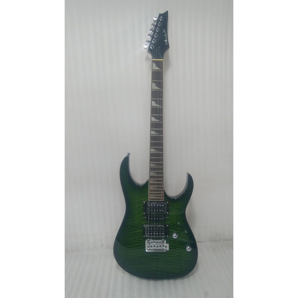 vault electric guitars 202401042464 vault rg1 soloist premium electric guitar - transparent green burst - open box b stock #barcode_202401042464
