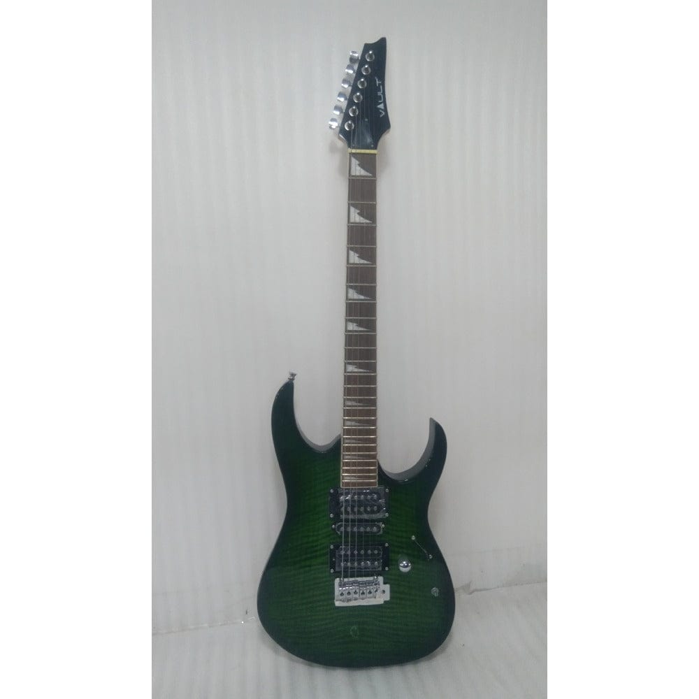 vault electric guitars 202401055917 vault rg1 soloist premium electric guitar - transparent green burst - open box b stock #barcode_202401055917