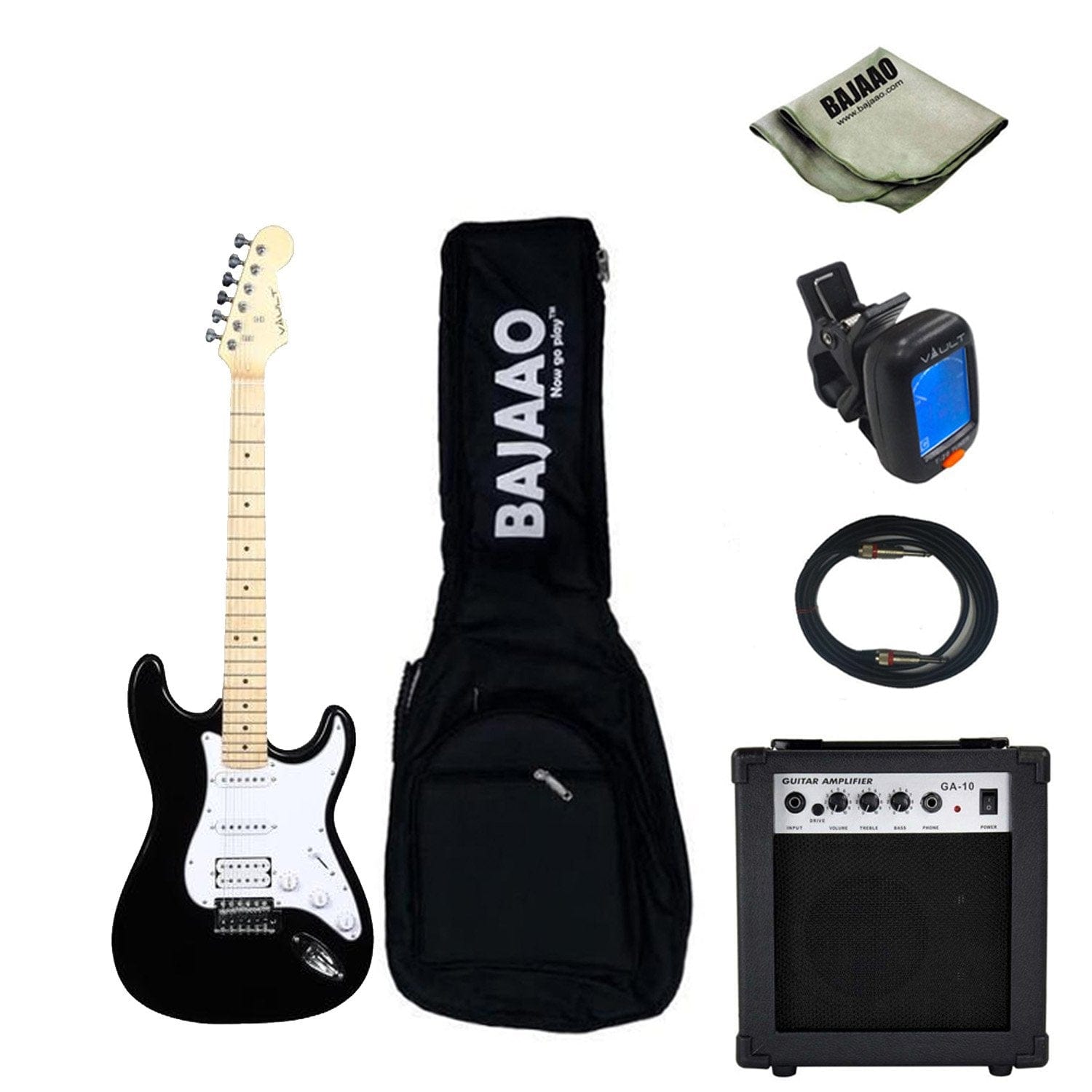 vault electric guitars bundles black with ga-10 vault st1m electric guitar basic bundle #color_black-with-ga-10