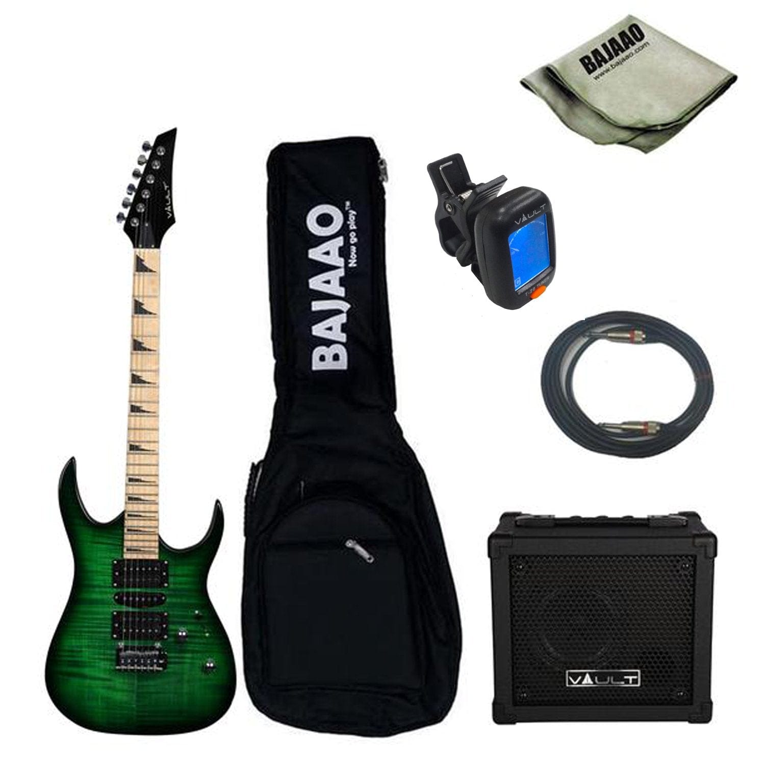 vault electric guitars bundles nebula green burst with vault fury 15 vault rg1 electric guitar gigbag bundle with die-cast tuners and dual-action truss rod