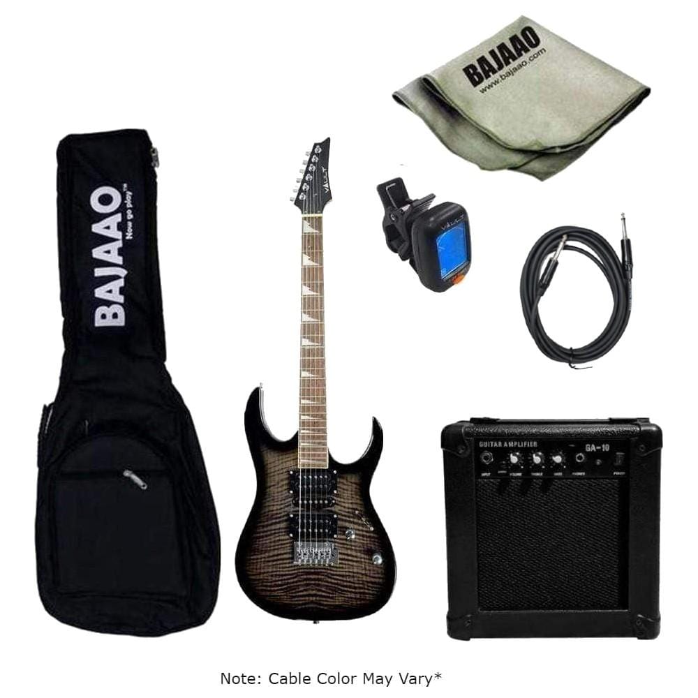 vault electric guitars bundles transparent black vault rg1 soloist premium electric guitar with gigbag, amplifier, tuner, cable, polishing cloth & ebook