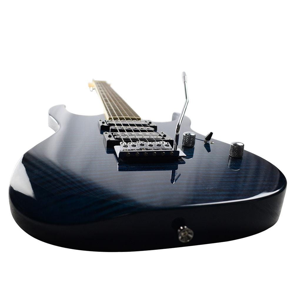 vault electric guitars bundles vault rg1 soloist premium electric guitar with gigbag, amplifier, tuner, cable, polishing cloth & ebook #color_transparent-blue