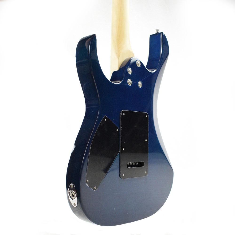 vault electric guitars bundles vault rg1 soloist premium electric guitar with gigbag, amplifier, tuner, cable, polishing cloth & ebook #color_transparent-blue