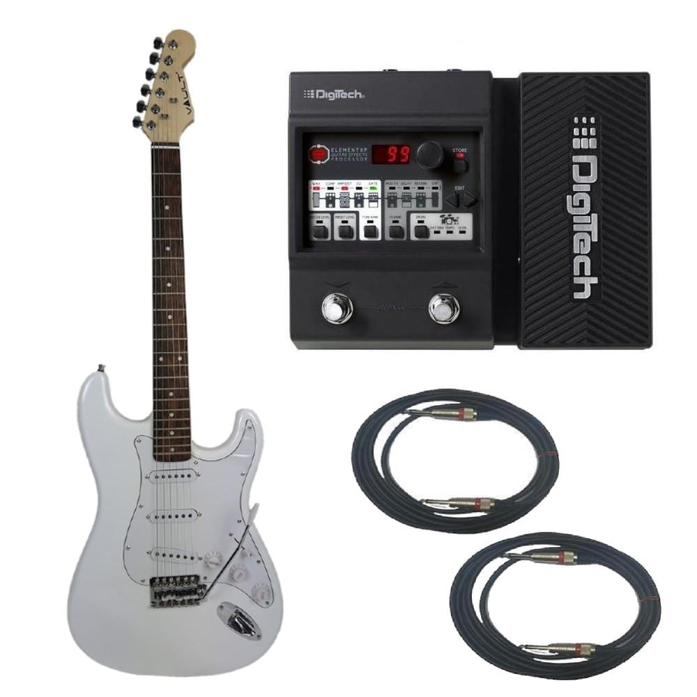 vault electric guitars bundles white vault st1rw electric guitar digitech element xp elmtxpv-01 guitar processor bundle #color_white