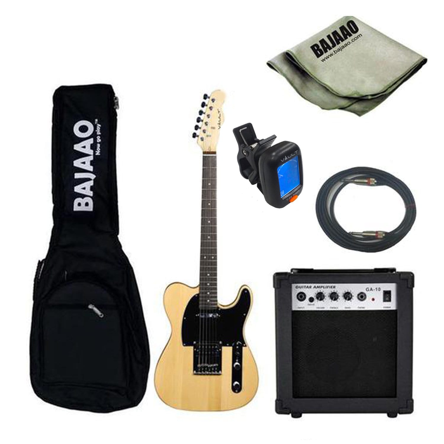vault electric guitars bundles with ga-10 vault tl1 basic electric guitar bundle - natural