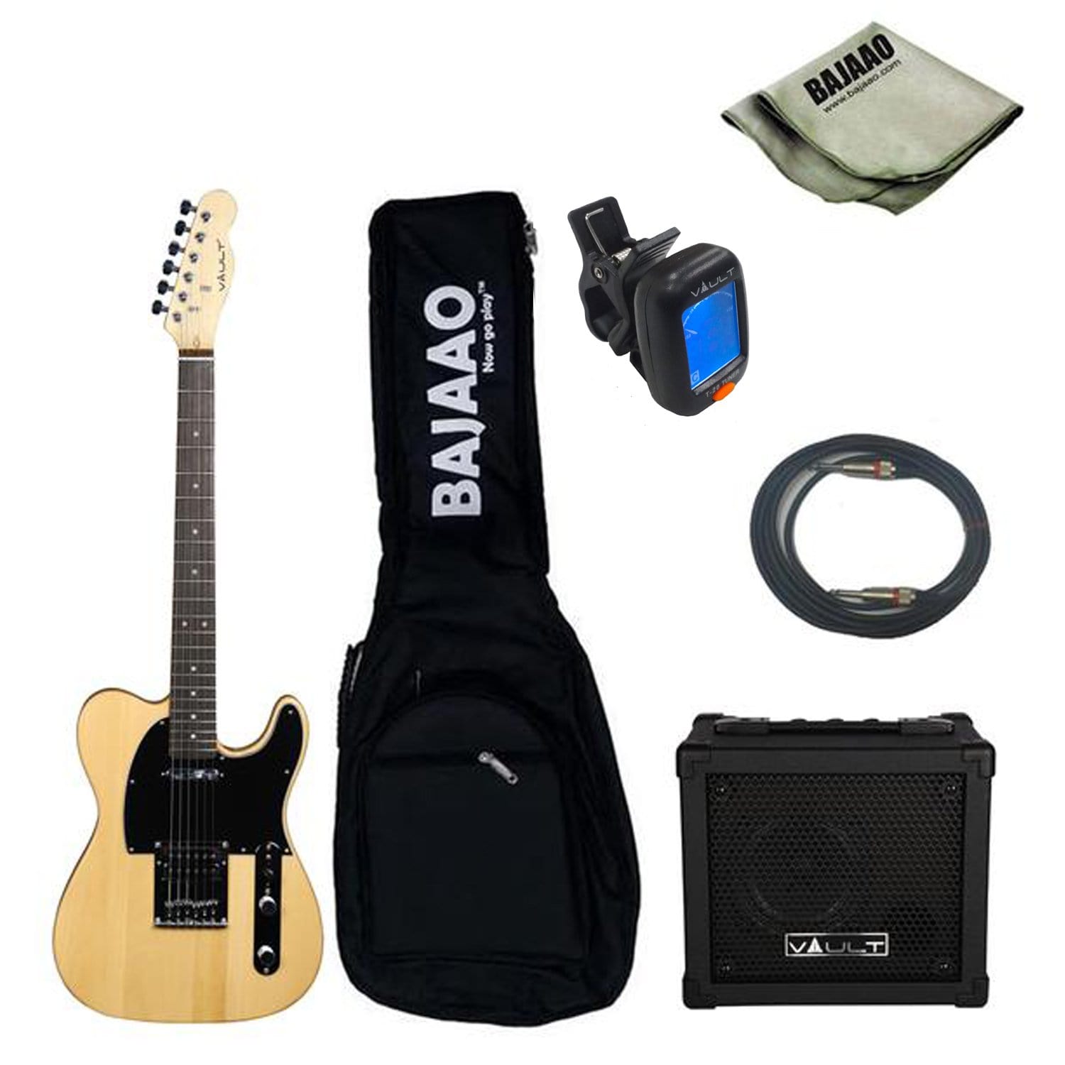 vault electric guitars bundles with vault fury 15 vault tl1 basic electric guitar bundle - natural