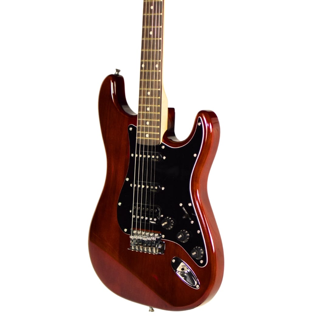 vault electric guitars high gloss mahogany vault performer pro st 6 string electric guitar with gigbag - high gloss mahogany