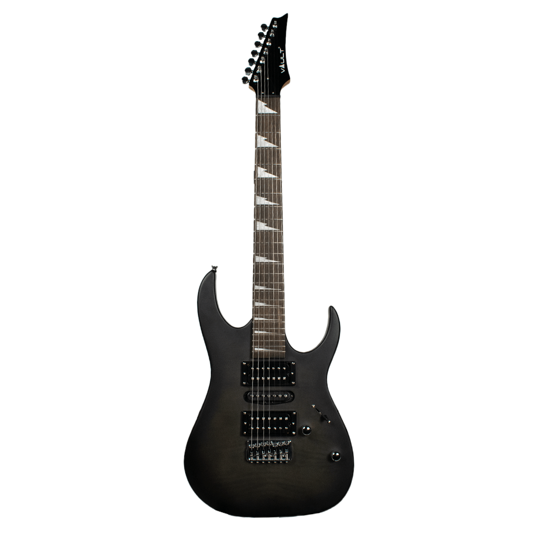 vault electric guitars matte black vault rg7 seven string electric guitar#color_matte-black