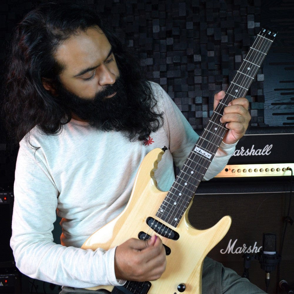 vault electric guitars natural vault hl1 headless electric guitar with gigbag #color_natural