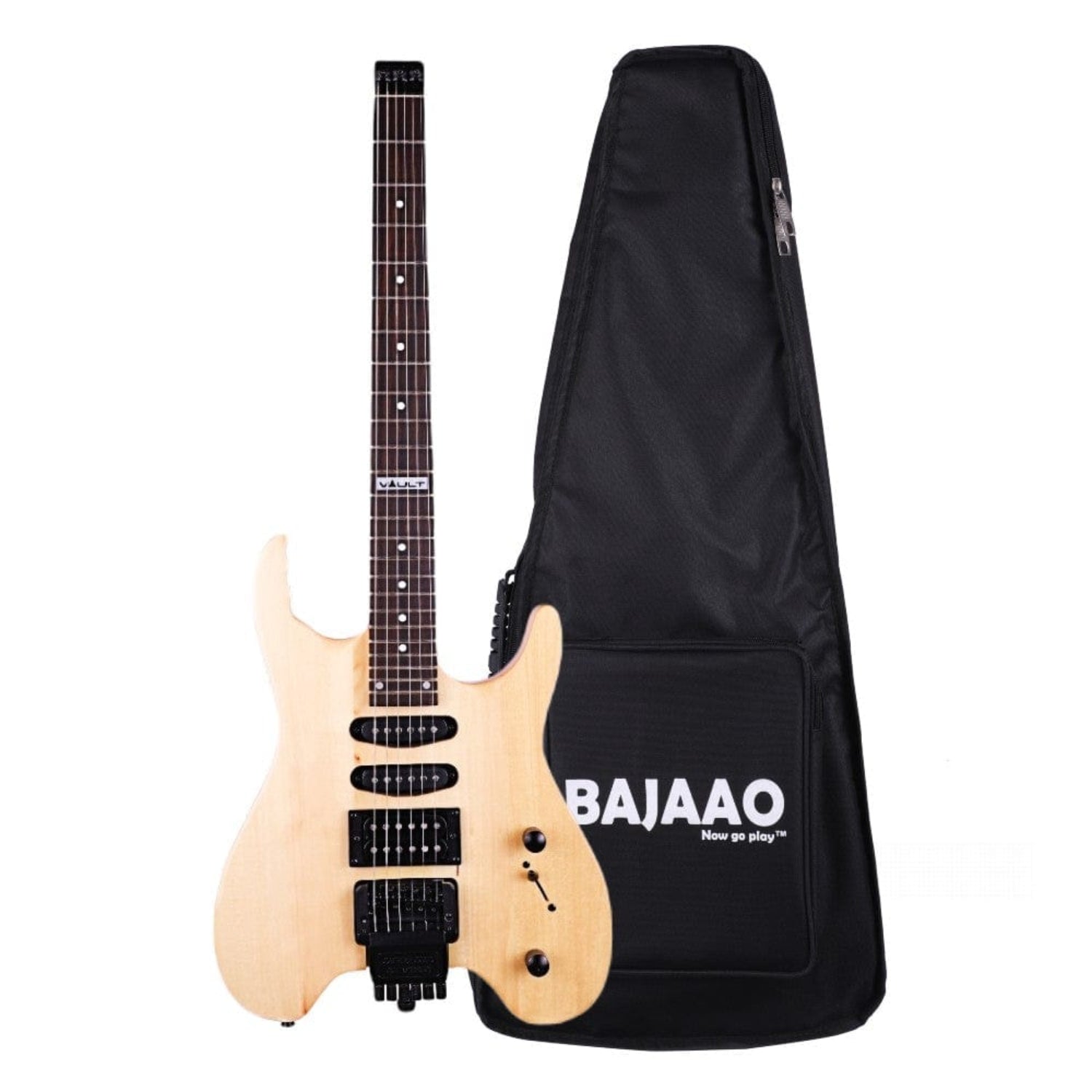 vault electric guitars natural vault hl1 headless electric guitar with gigbag #color_natural