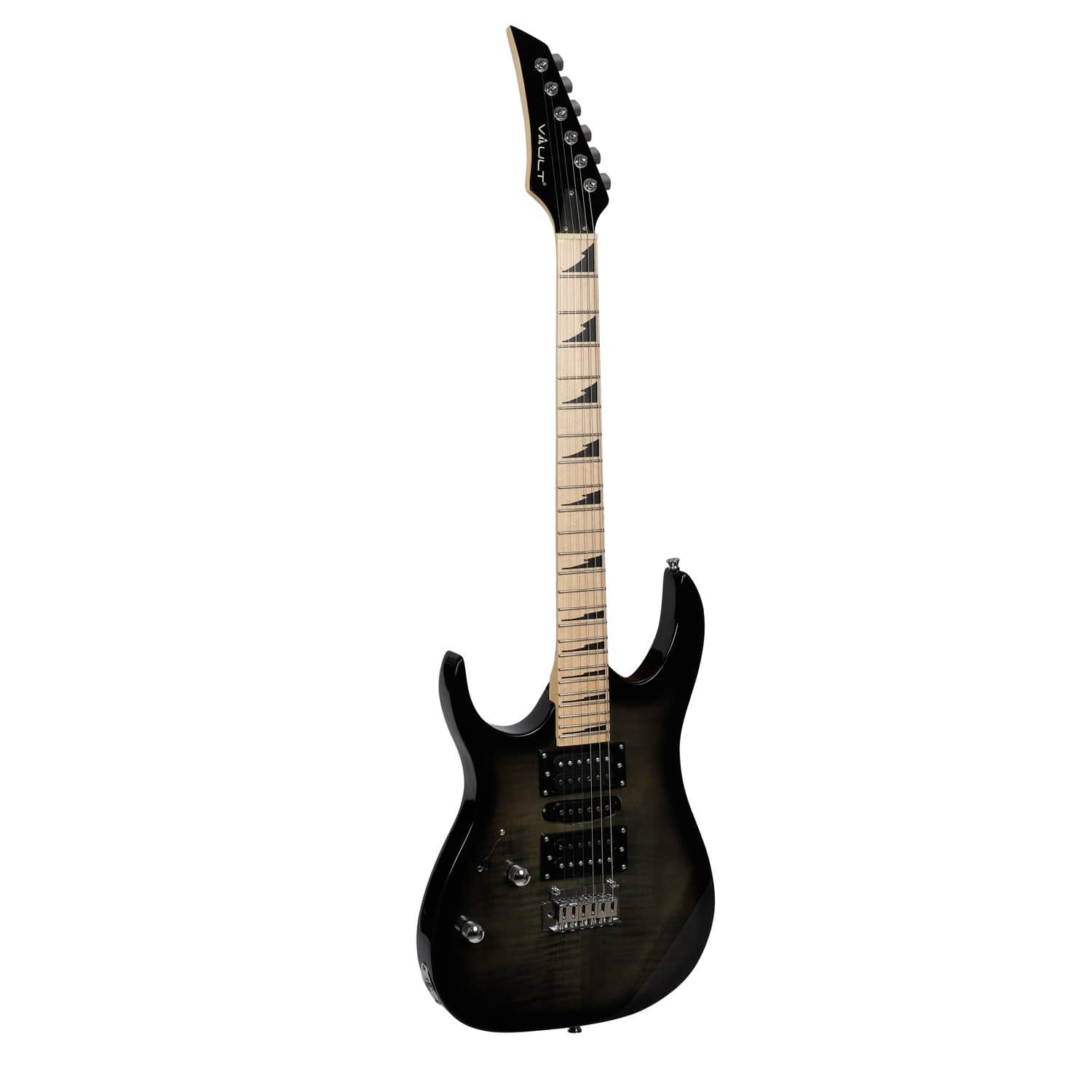 vault electric guitars vault rg1m soloist left-handed 6-string electric guitar - transparent black