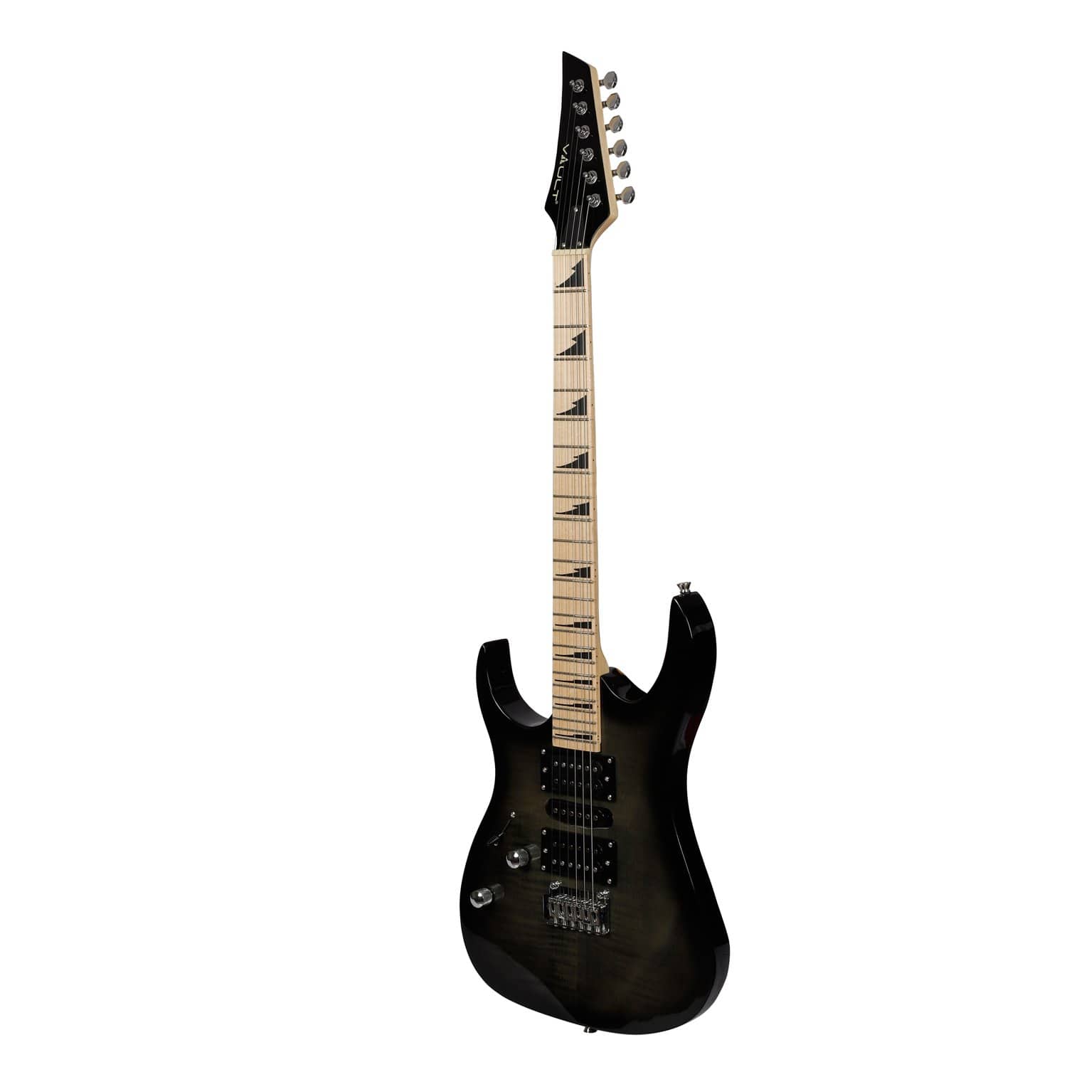 vault electric guitars vault rg1m soloist left-handed 6-string electric guitar - transparent black