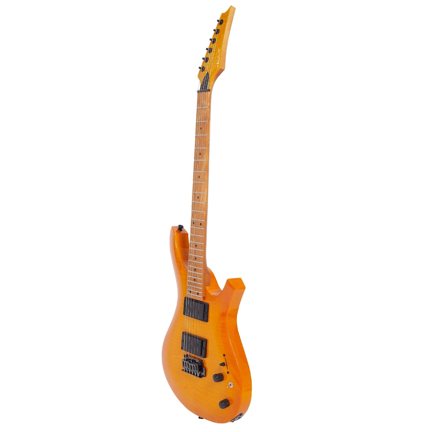 Vault Electric Guitars Vault RG2 Premium Electric Guitar with Dual Alnico 5 Humbuckers and Roasted Maple Neck #color_transparent-orange-flame-burst,fingerboard_roasted-maple