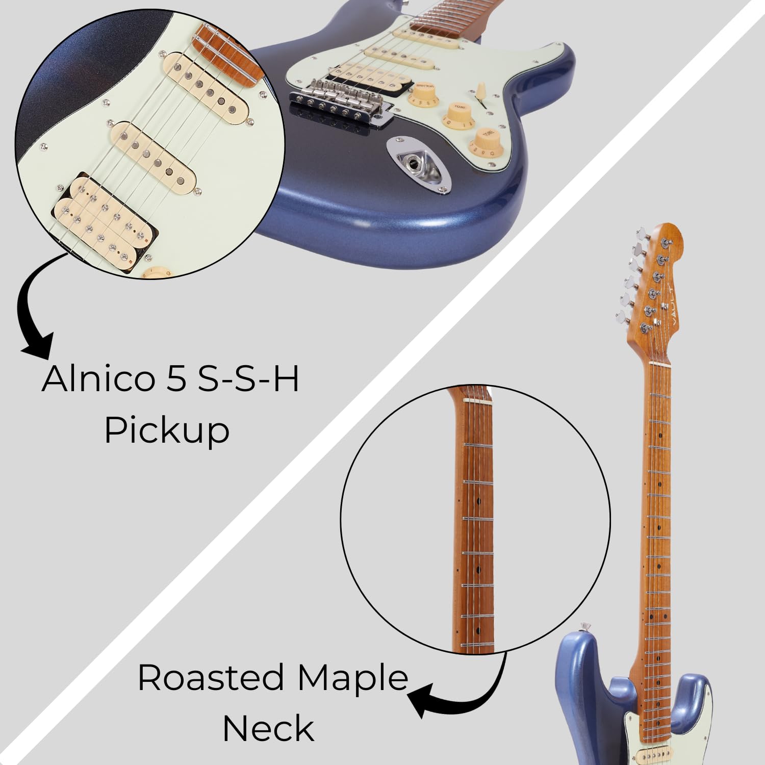 Vault Electric Guitars Vault ST2 Stratocaster Style Electric Guitar with Premium Alnico 5 Pickups