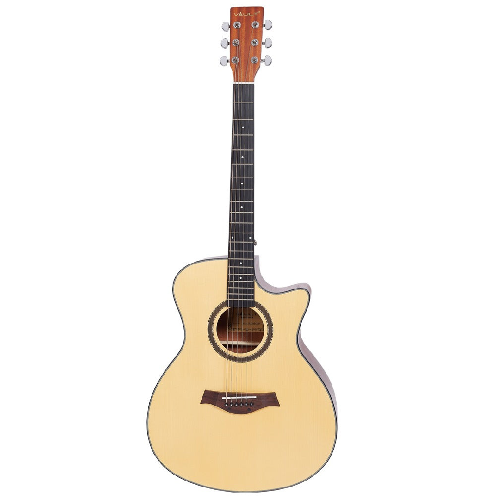 Vault Electro Acoustic Guitars Natural Vault EA25CE Grand Auditorium Shape Electro Acoustic Guitar with Bubinga Back and Sides