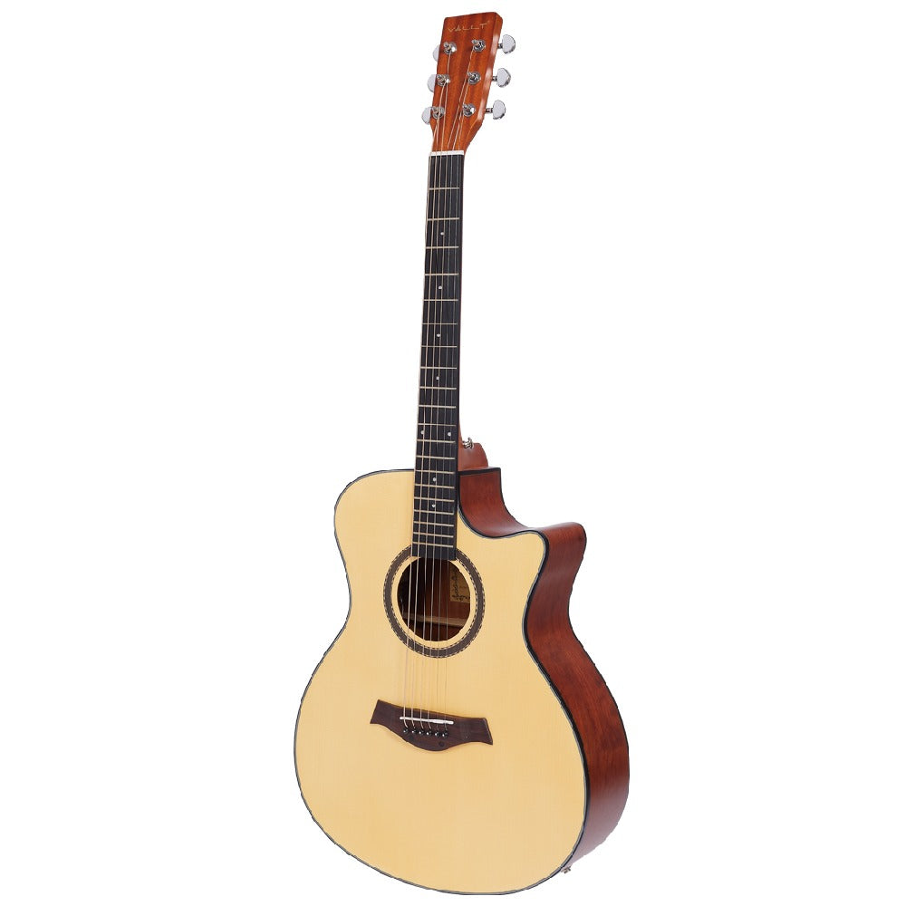 Vault Electro Acoustic Guitars Natural Vault EA25CE Grand Auditorium Shape Electro Acoustic Guitar with Bubinga Back and Sides
