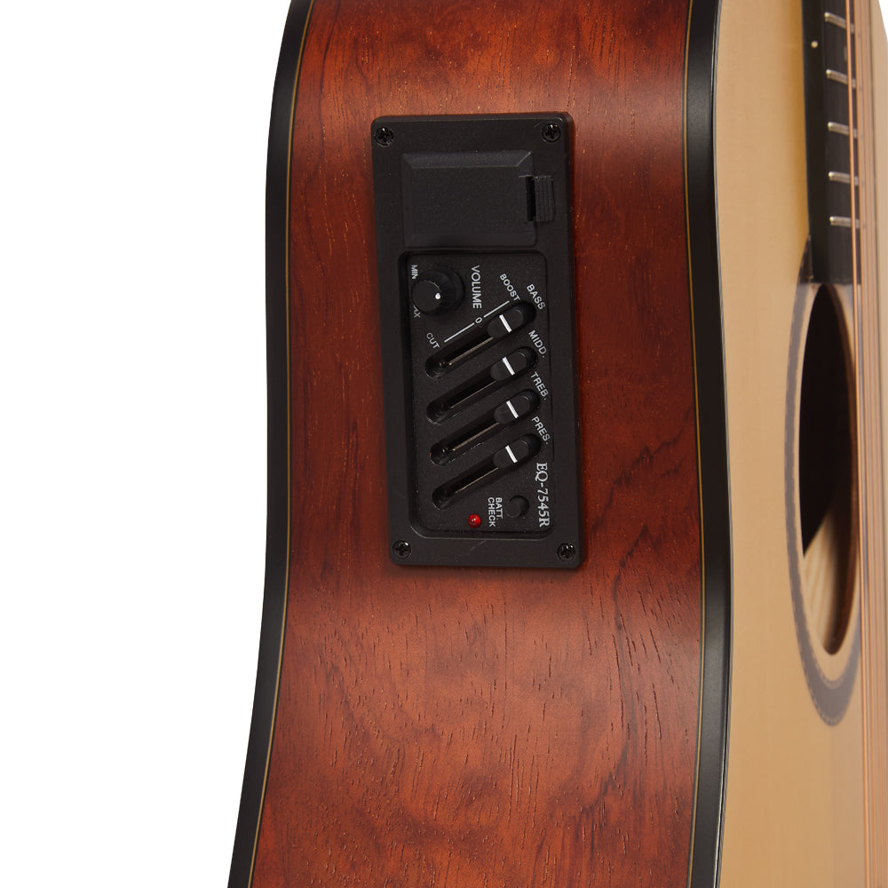 Vault Electro Acoustic Guitars Natural Vault EA25CE Grand Auditorium Shape Electro Acoustic Guitar with Gigbag, Strap, Pick, Polishing Cloth & E-Book