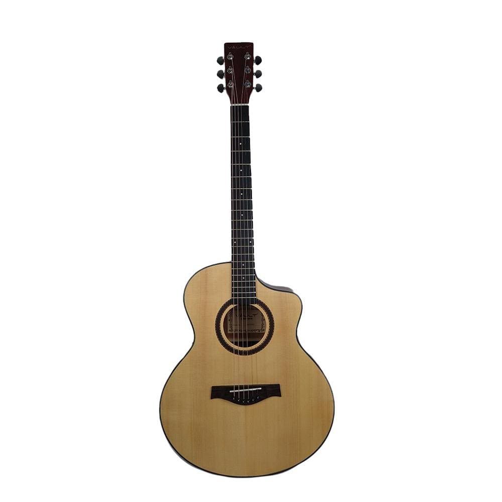 vault electro acoustic guitars vault ea40ce 41 inch premium spruce-top cutaway electro acoustic guitar - open box
