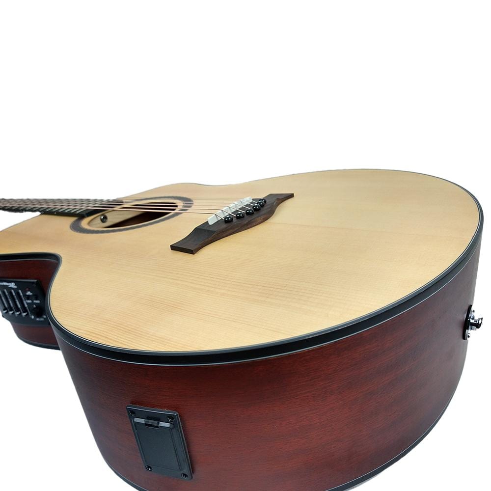 vault electro acoustic guitars vault ea40ce 41 inch premium spruce-top cutaway electro acoustic guitar - open box