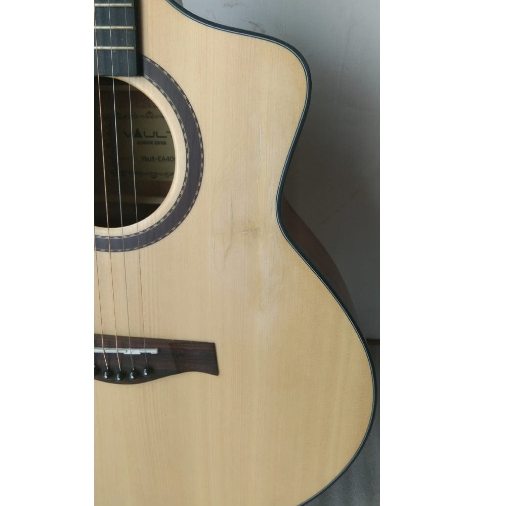 vault electro acoustic guitars vault ea40ce 41 inch premium spruce-top cutaway electro acoustic guitars - open box b stock