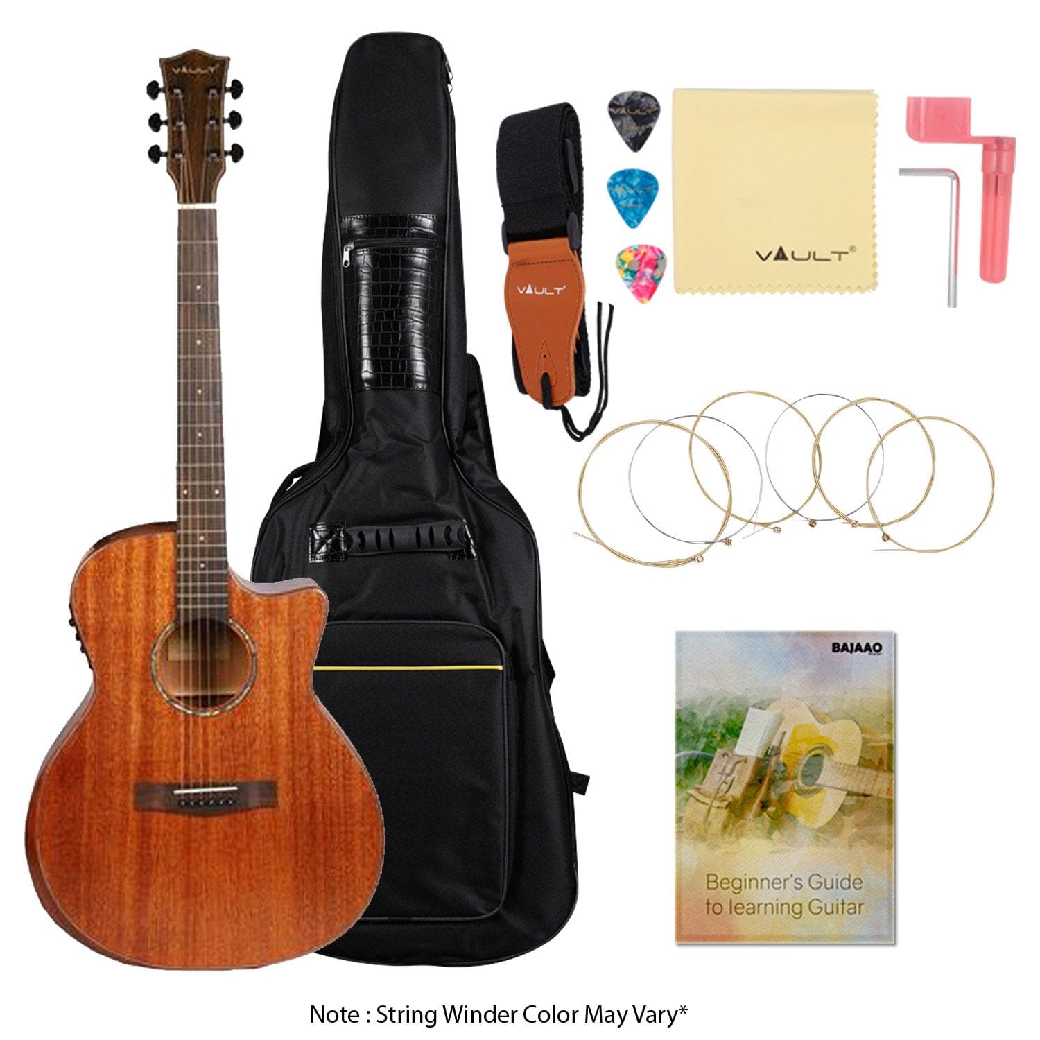 vault electro acoustic guitars vault s360t-sk 41 inch premium cutaway electro acoustic guitar with fishman pickup
