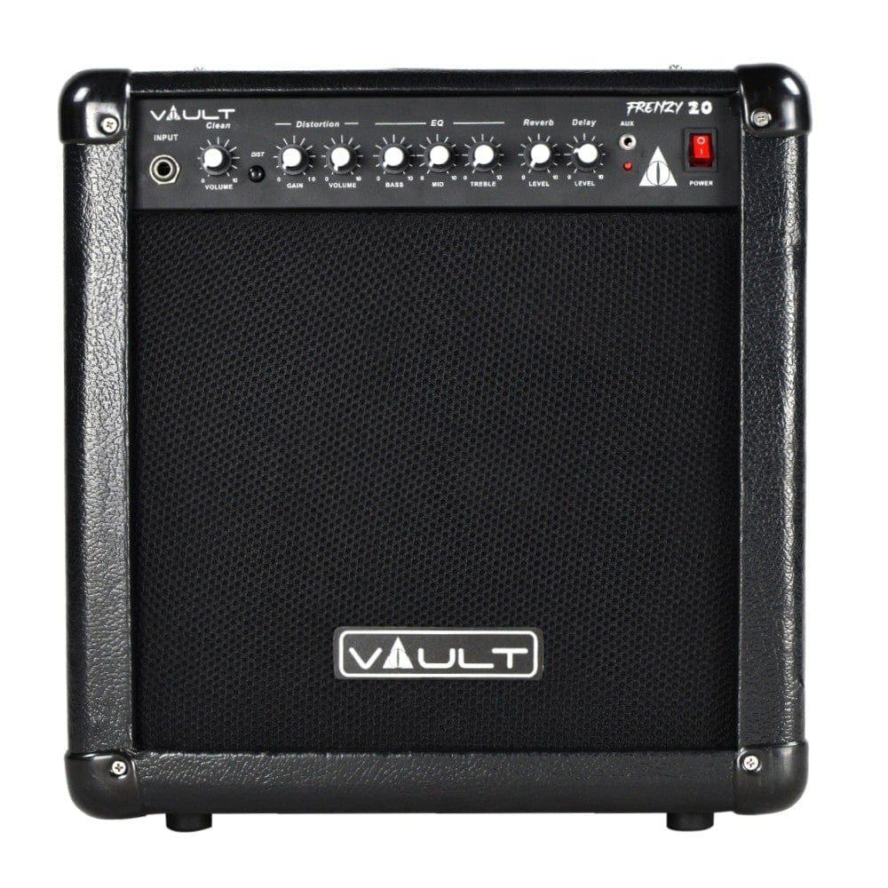 vault guitar combo amplifiers vault frenzy 20 watt guitar combo amplifier with analog distortion, reverb & delay all playable together - open box