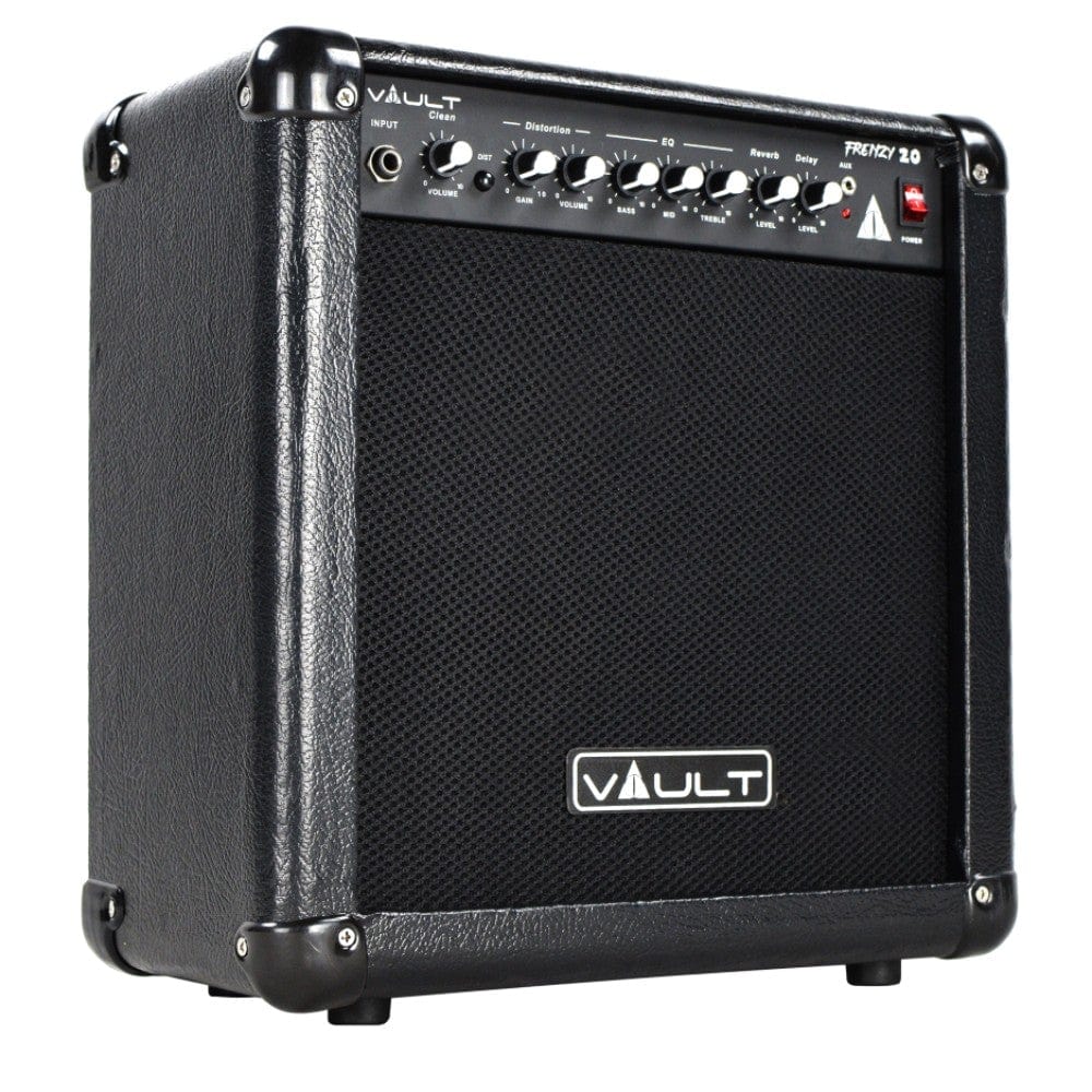 vault guitar combo amplifiers vault frenzy 20 watt guitar combo amplifier with analog distortion, reverb & delay all playable together - open box