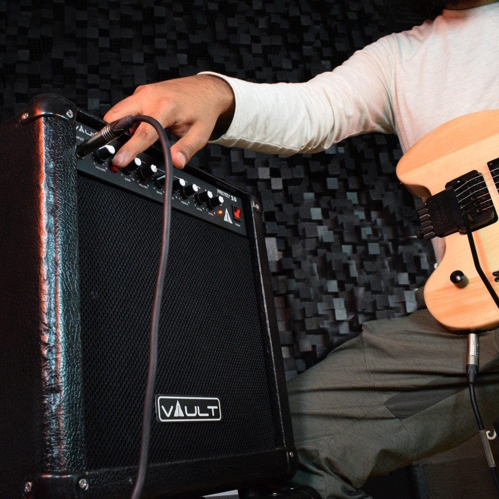 vault guitar combo amplifiers vault frenzy 40 watt guitar combo amplifier with analog distortion, reverb & delay all playable together - open box
