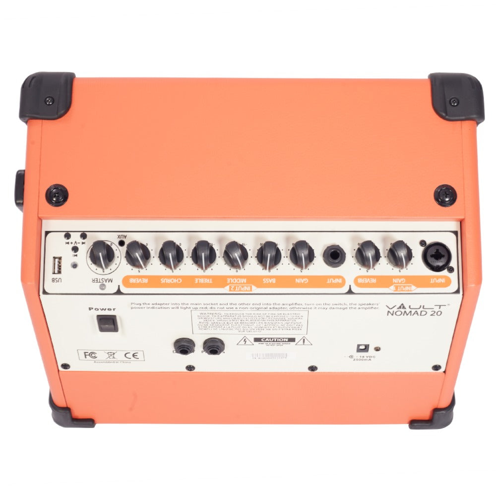 Vault Guitar Combo Amplifiers Vault Nomad 20 Twenty Watt Acoustic Guitar Two Channel Amplifier with Independent Chorus and Reverb Effects