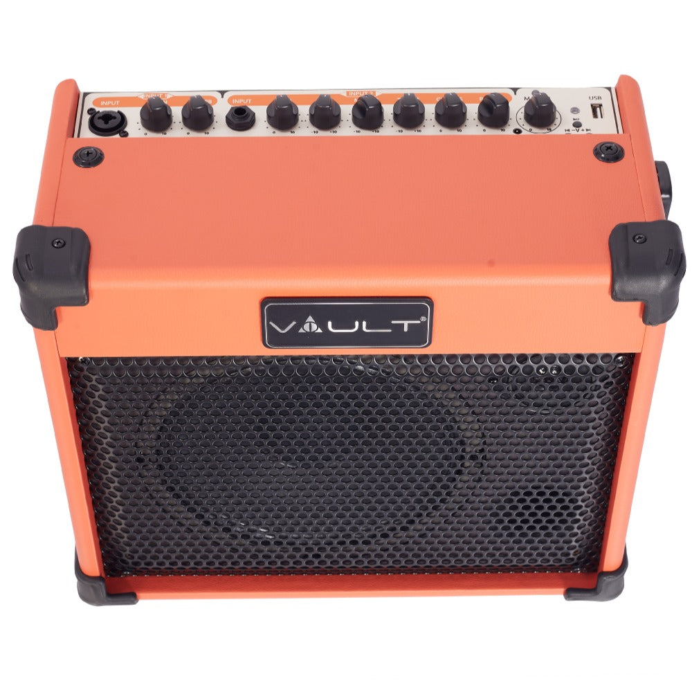 Vault Guitar Combo Amplifiers Vault Nomad 20 Twenty Watt Acoustic Guitar Two Channel Amplifier with Independent Chorus and Reverb Effects