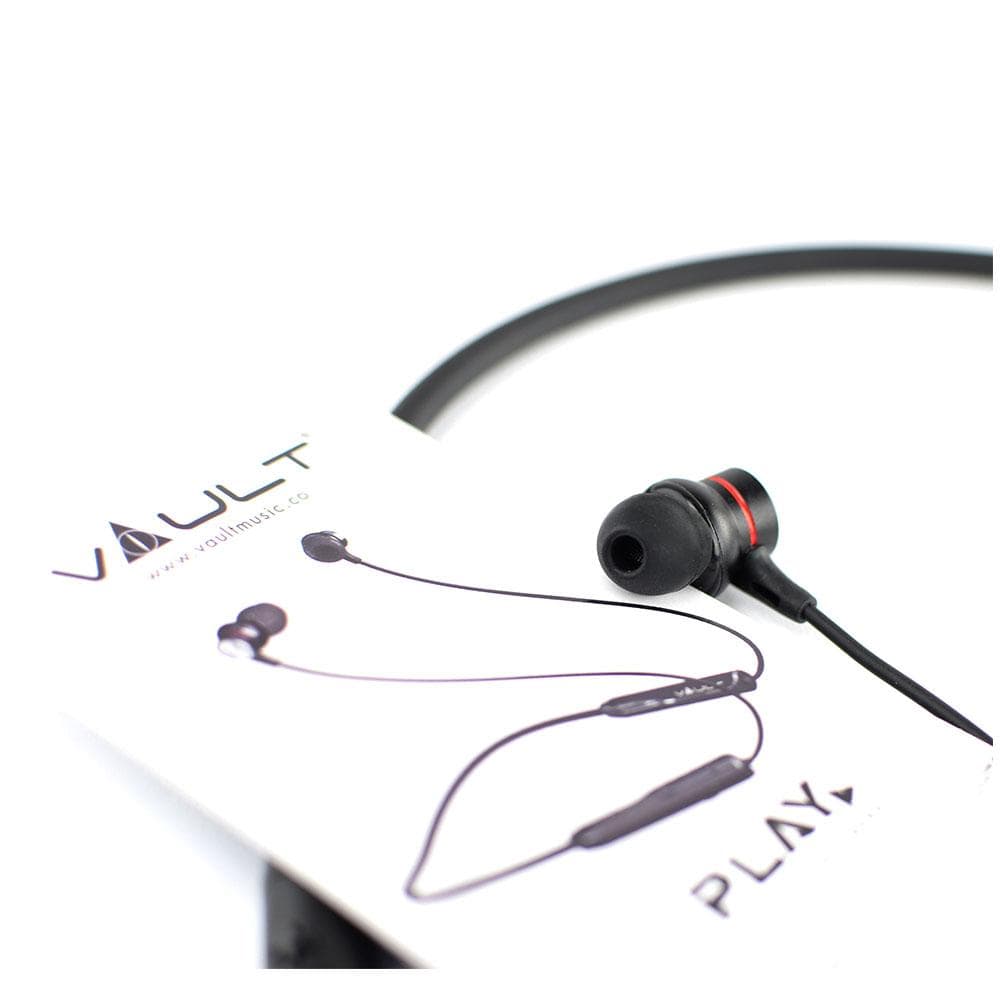 vault in-ear neckband headphones vault play neckband with long battery life, magnetic earbuds, bt version 5.0 & mic - black - ideal for work from home