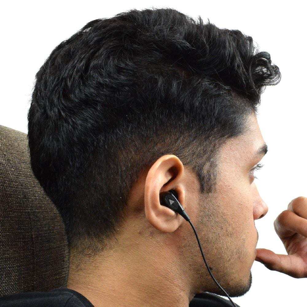 vault in-ear wired headphones black vault buds duo dual driver earphones with in-line mic & 3d stereo sound for iphone, android phones, tablets, pc & laptop