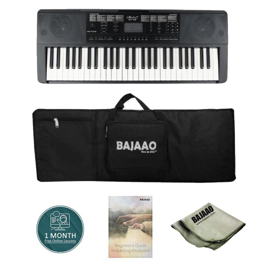 vault keyboard bundles black vault kt-54 keytone 54-key keyboard with gigbag, polishing cloth, online lessons & ebook