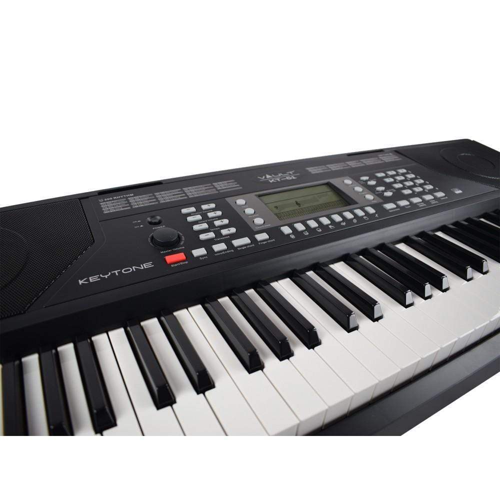 vault keyboard bundles black vault kt-61 keytone touch sensitive 61-key keyboard with gigbag, polishing cloth, online lessons & ebook
