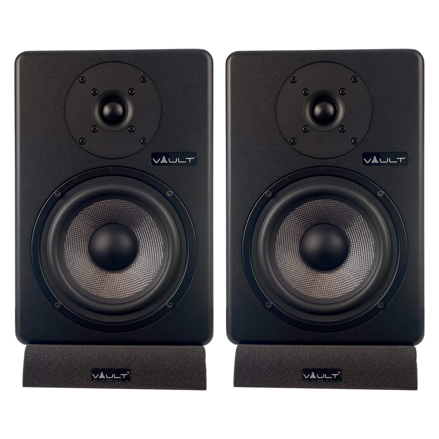 vault monitor speaker bundles vault c6 6-inch powered studio monitors with isolation pads, cables, and ebook - pair