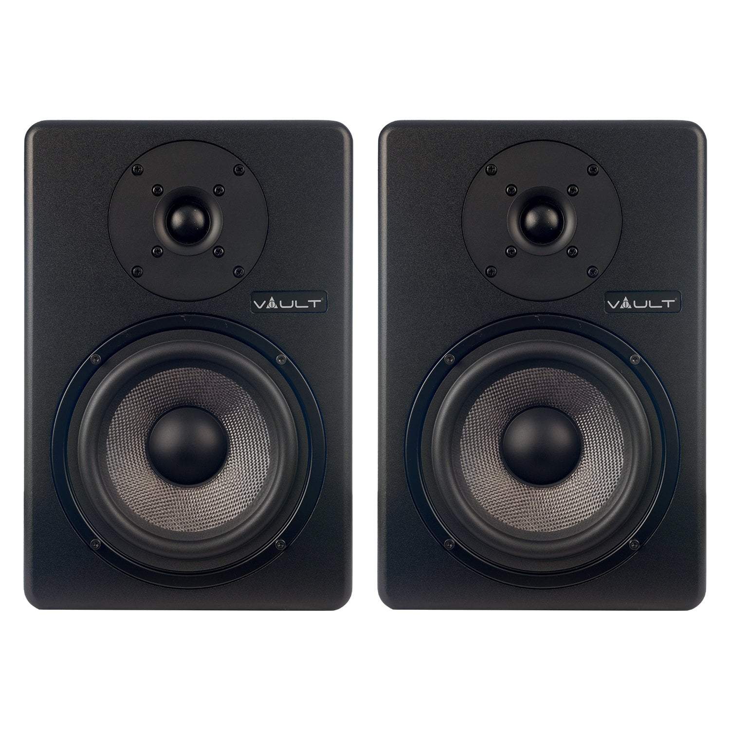 vault monitor speaker bundles vault c6 6-inch powered studio monitors with isolation pads, cables, and ebook - pair