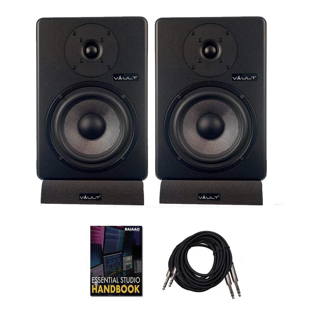 vault monitor speaker bundles vault c6 6-inch powered studio monitors with isolation pads, cables, and ebook - pair
