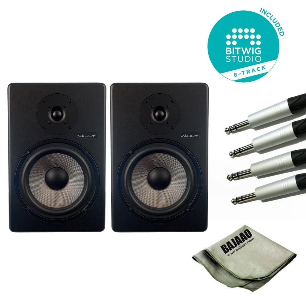 vault monitor speaker bundles vault c8 powered monitor pair standard bundle with 2xspeaker cables, polishing cloth & bitwig 8-track