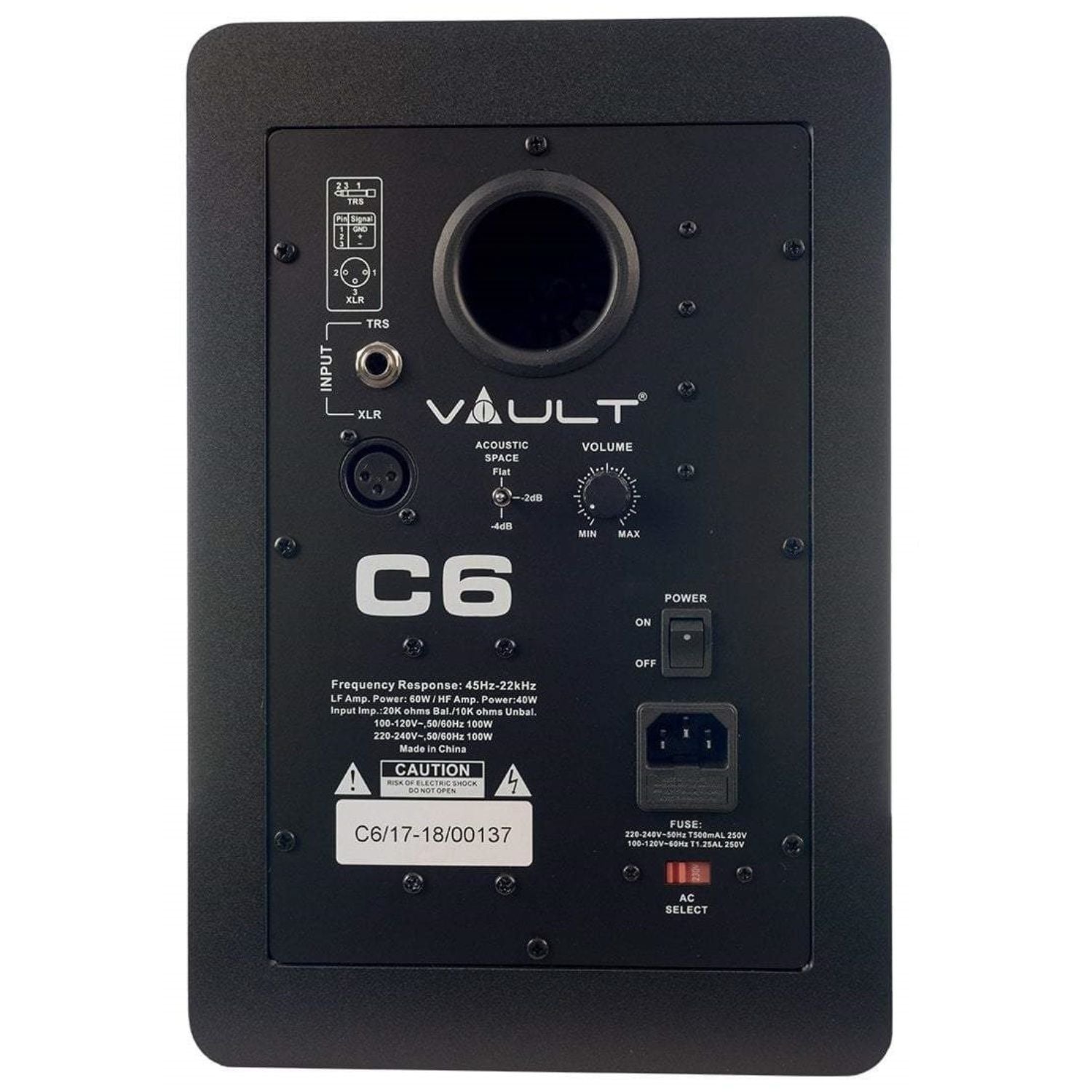 Vault Monitor Speakers Single Vault C6 6" Powered Single Studio Monitors With Isolation Foam Pads #type_single