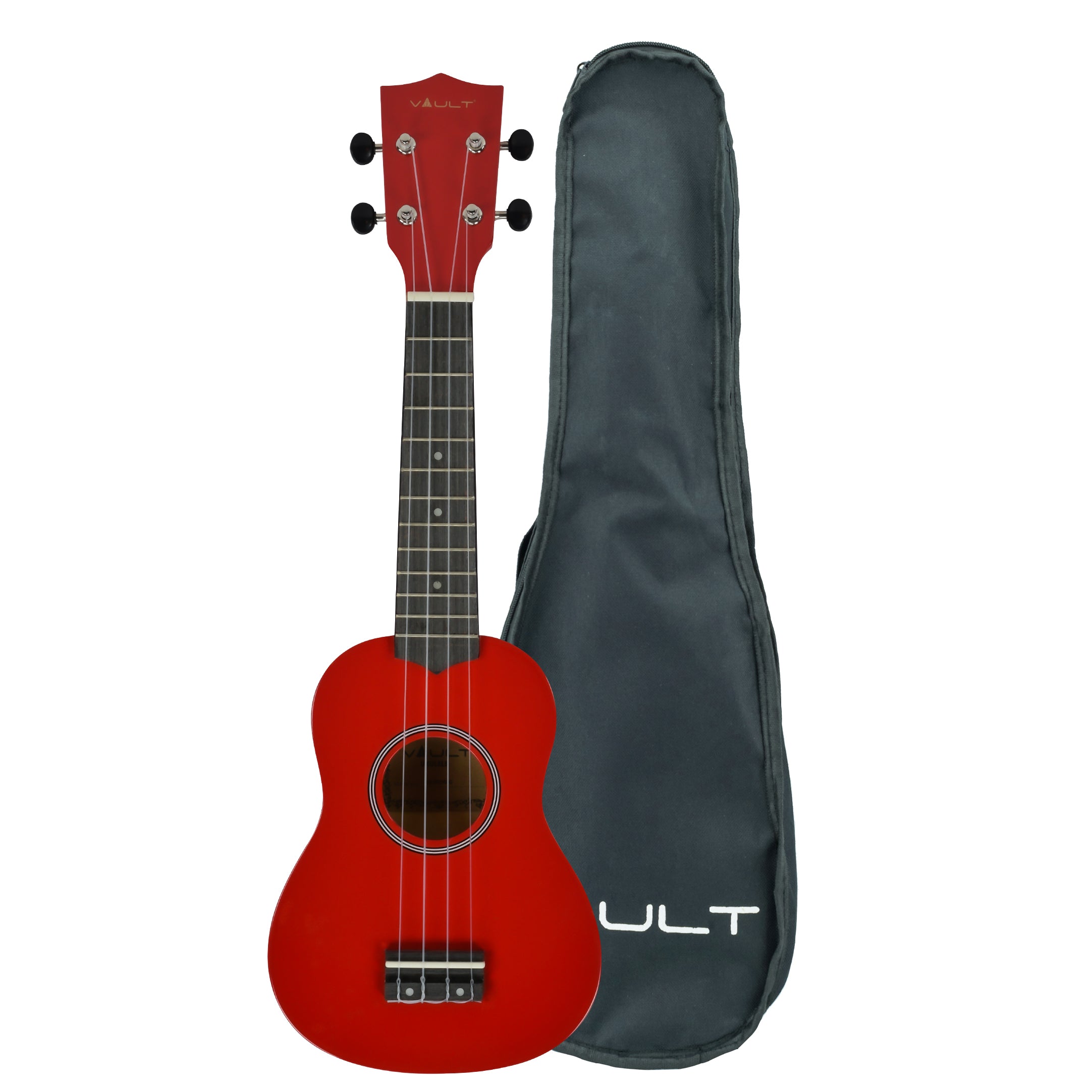 Vault Soprano Ukuleles Red Glossy Vault UK-003 Soprano Colourful Ukulele 21 inch With Gig Bag