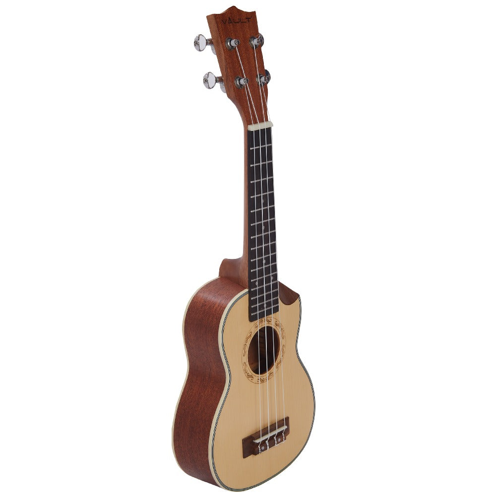 Vault Soprano Ukuleles Vault UK-1000SC 21-Inch Solid Spruce Top Premium Semi Cutaway Soprano Ukulele#type_ acoustic